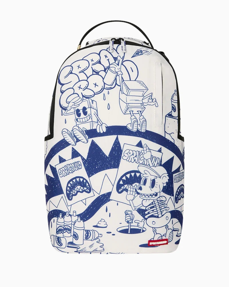 BLUE INK DOODLE BACKPACK