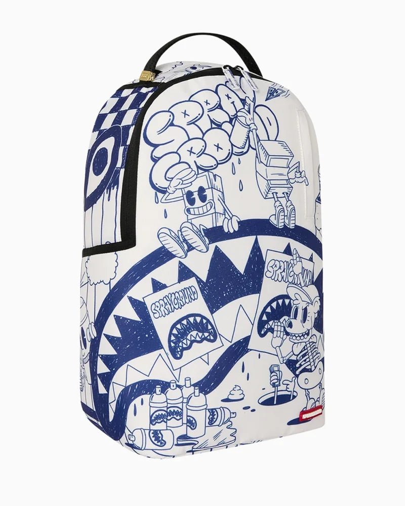 BLUE INK DOODLE BACKPACK