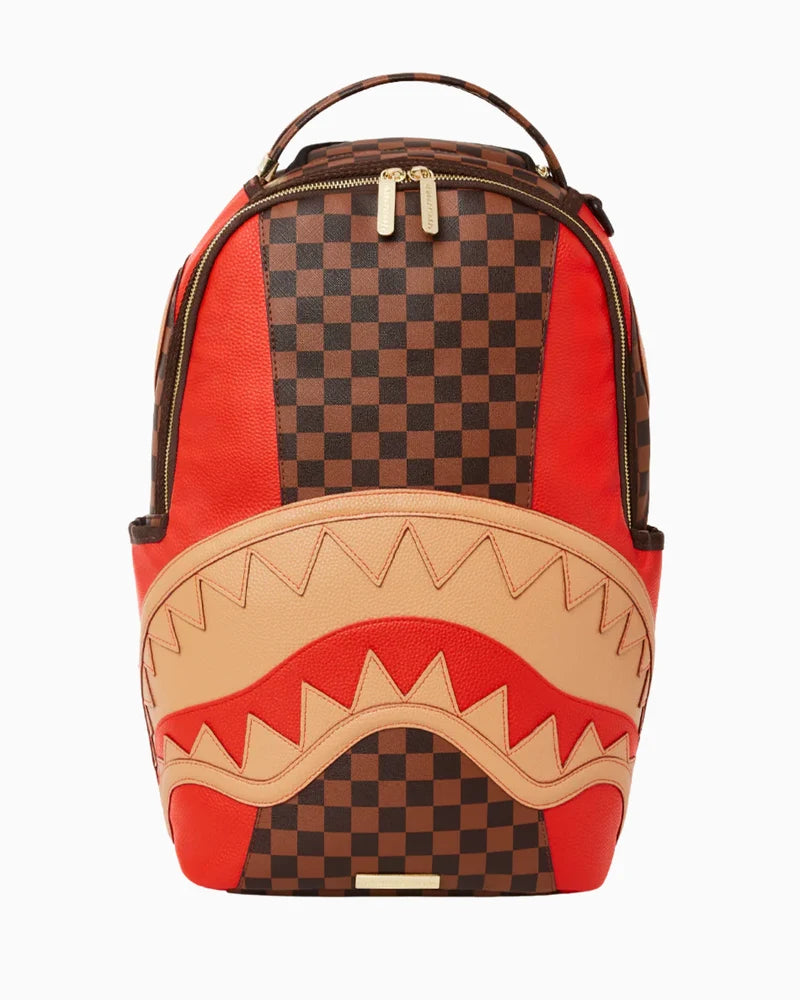 CHECKERED SHARK RED/BROWN BACKPACK