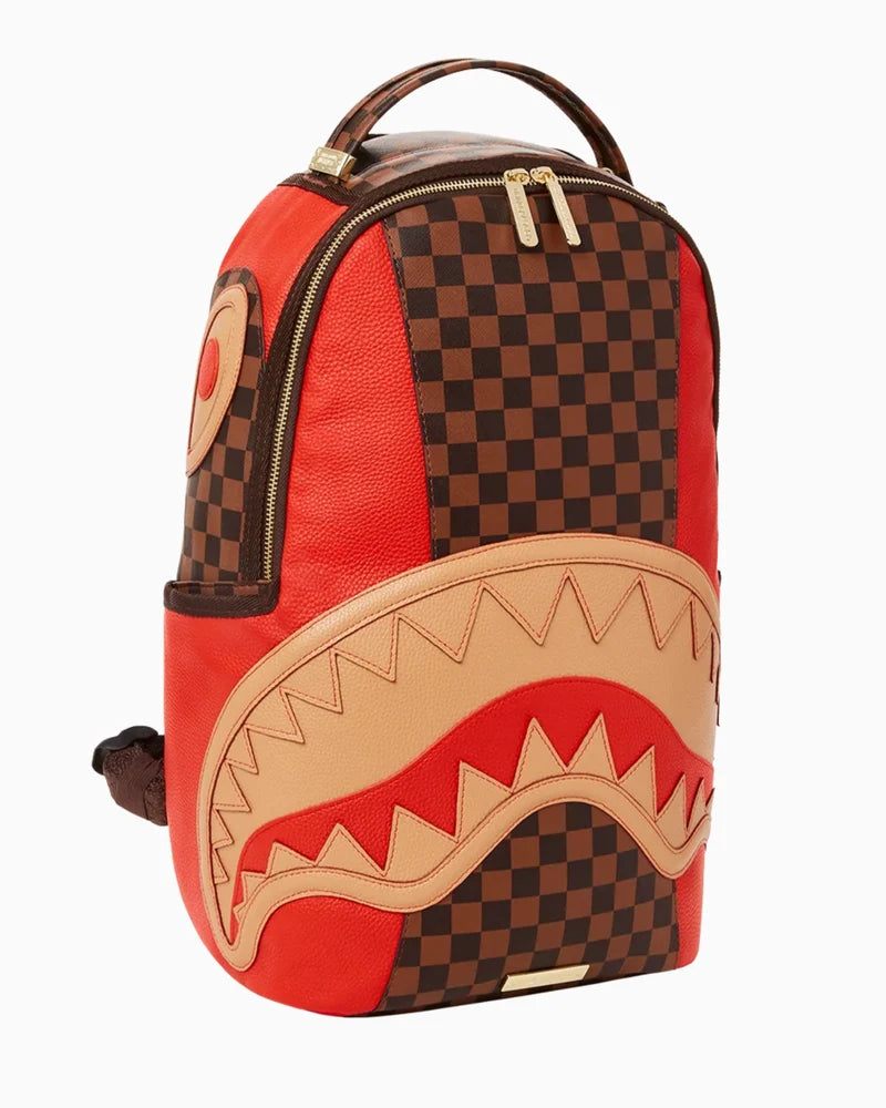 CHECKERED SHARK RED/BROWN BACKPACK